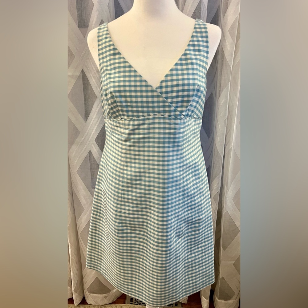 Beautiful Gingham Print Dress Blue & White